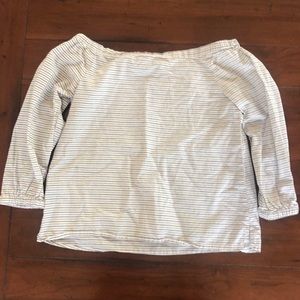 Off shoulder Madewell shirt- blue strips